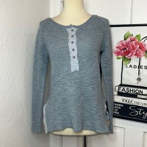 Free People Light Blue Side Slit Sweater Size L